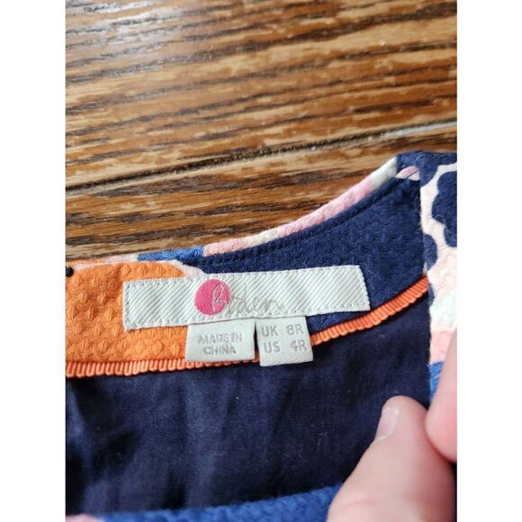 Boden Floral Retro Pocket Navy Blooming Bouquet dress sz 4R - Picture 3 of 5